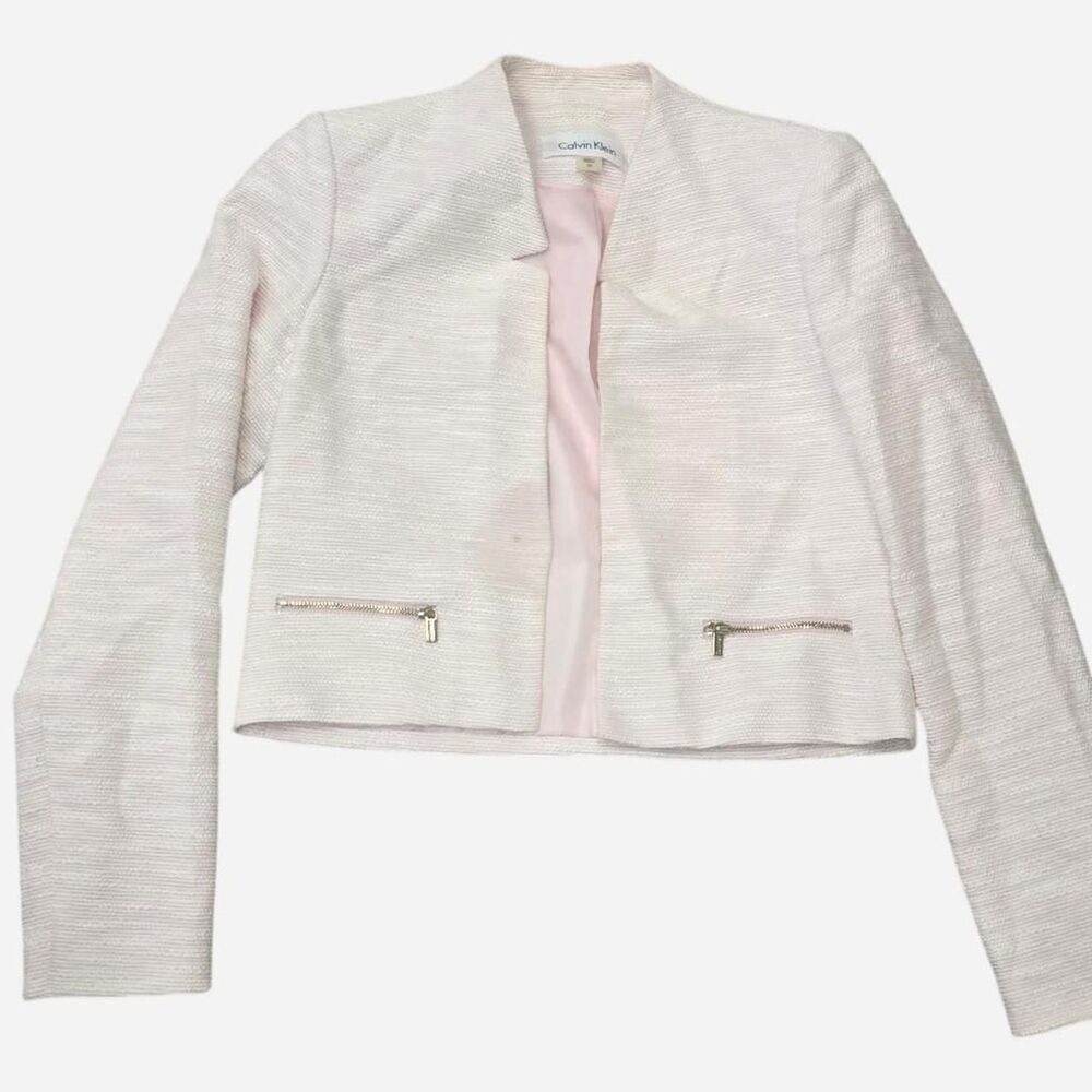 Calvin-klein Women's Pink and White Jacket
